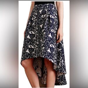 Anthropologie Navy and Cream A-Line Skirt